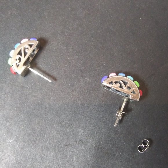 Vintage Rare Silpada 925 sterling Silver Multi color Stone Earrings - Picture 15 of 16